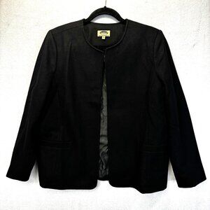 Mark Reed Wool Blend Open Front Blazer‎ Jacket Womens 16W Black Minimalist